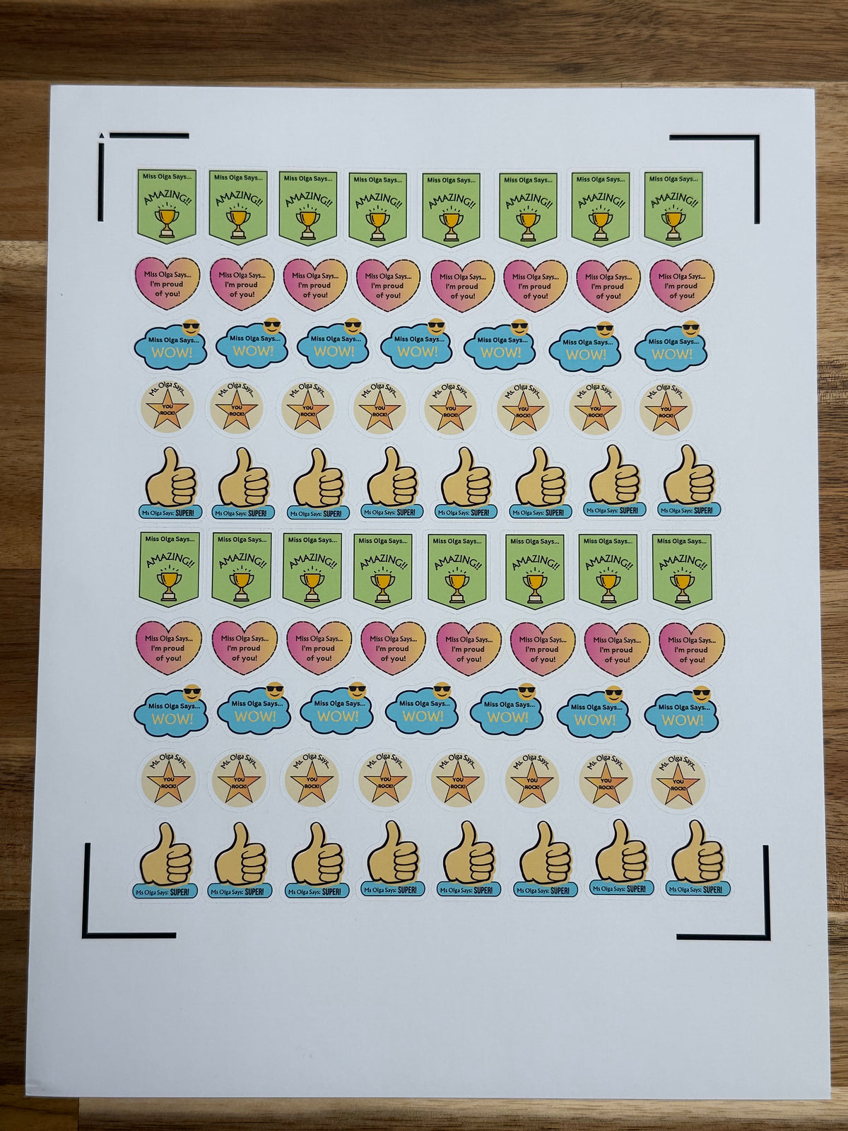 Autocollants personnalisés pour enseignants - 3 planches de 78 autocollants