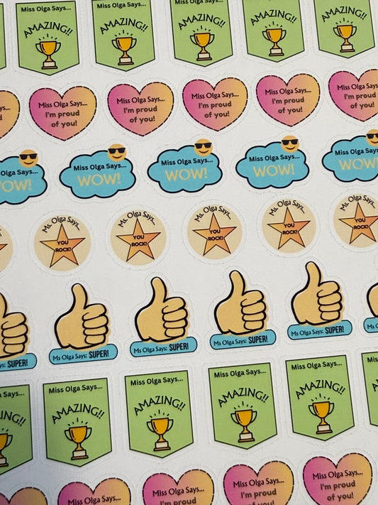 Autocollants personnalisés pour enseignants - 3 planches de 78 autocollants