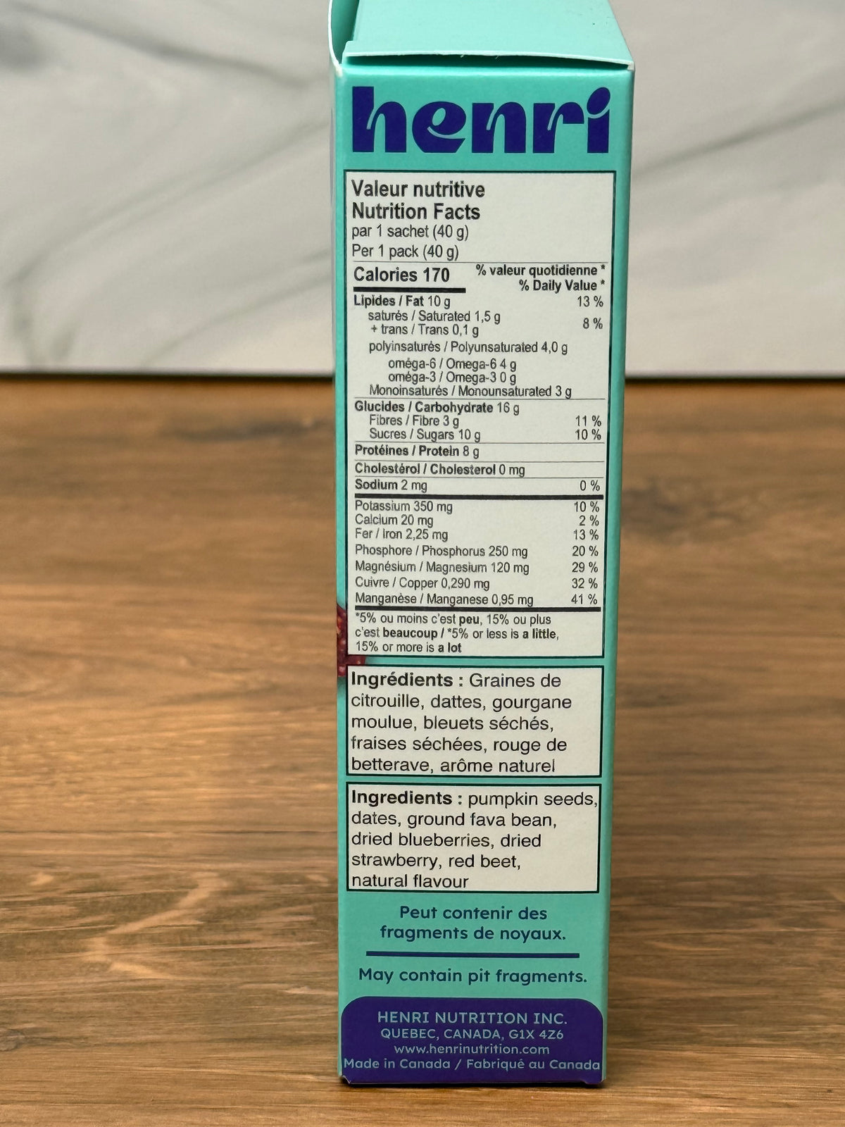 Henri Gluten-Free Snack Bars (Box of 5 x 40 g)