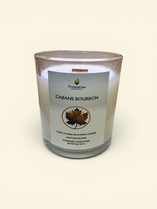Bougie Premium à Mèche en Bois - Cabane Bourbon