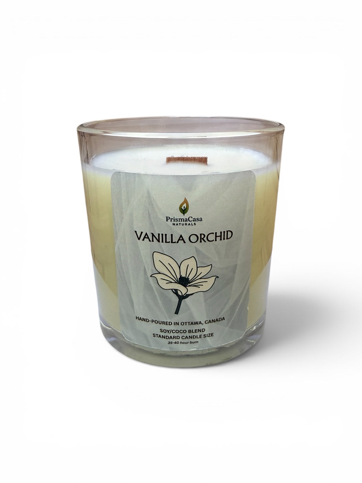 Vanilla Orchid wooden wick candle, additional view