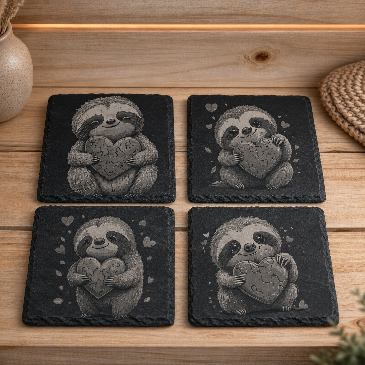La collection douillette – Sous-verres en ardoise