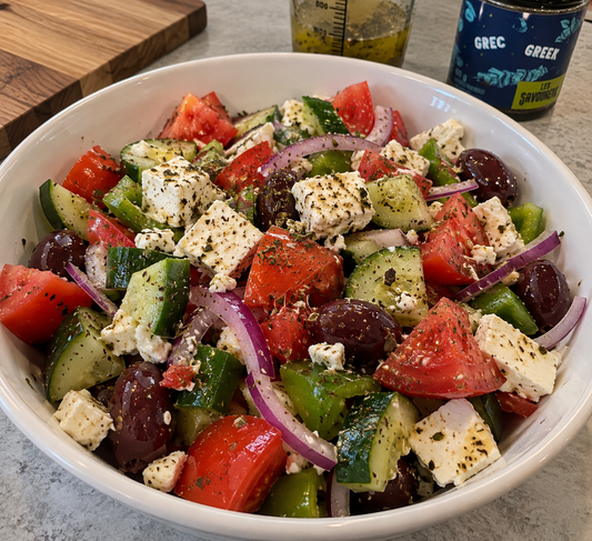 Fresh Mediterranean Greek Salad with Homemade Greek Vinaigrette