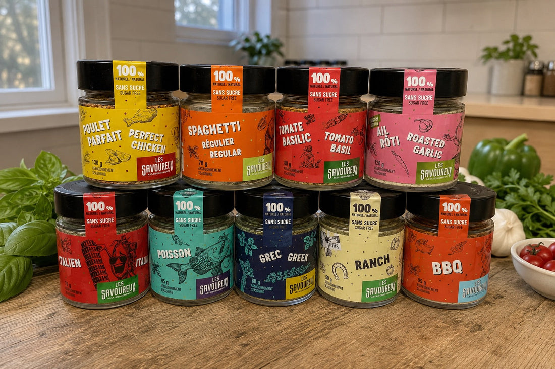 Les Savoureux sugar-free seasonings made in Quebec and available in Canada
