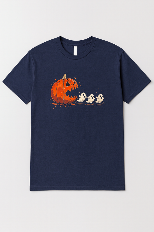Pumpkin vs. Ghosts – Comical Halloween Tee