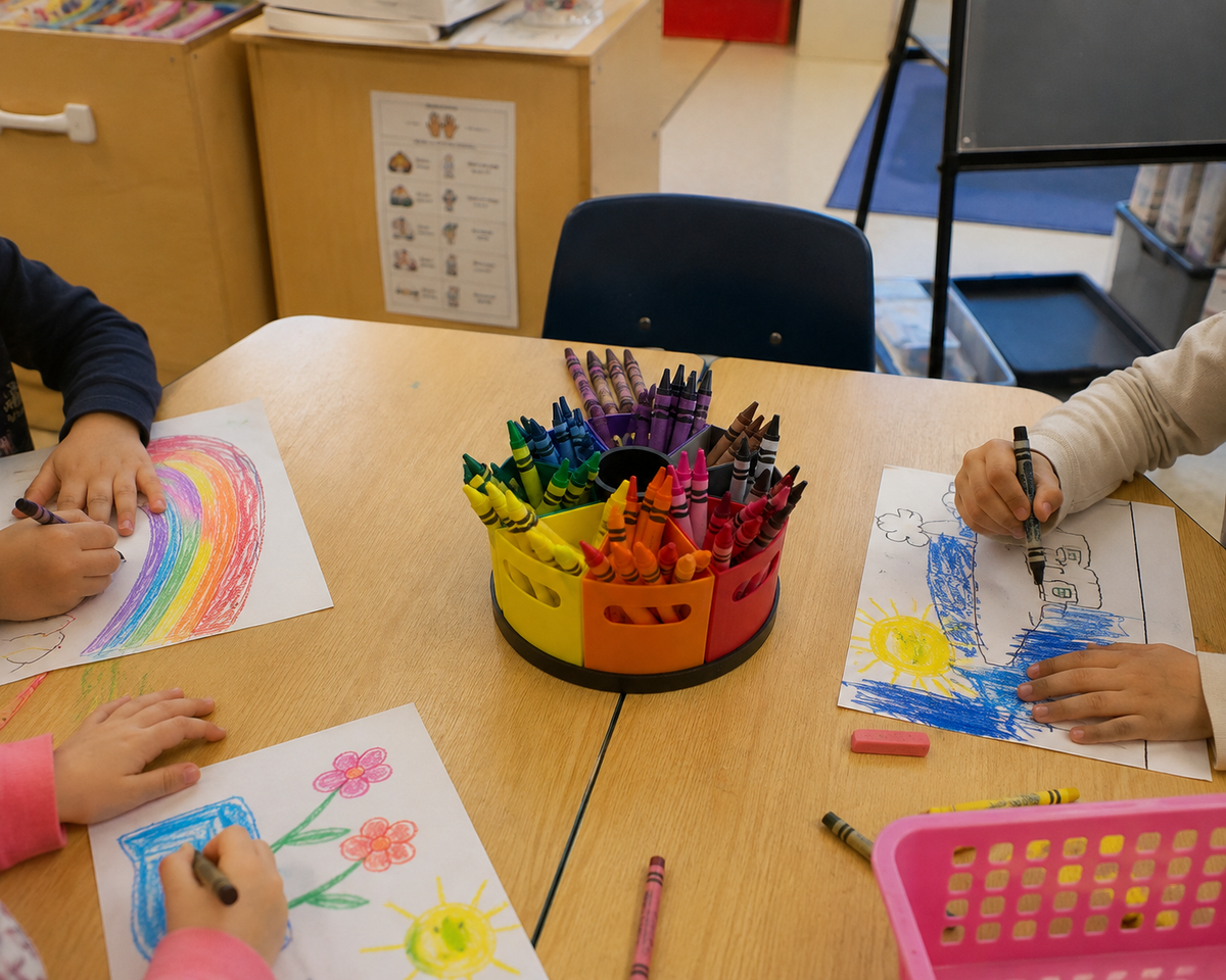 Organisateur de crayons de couleur Arc-en-ciel pour la classe
