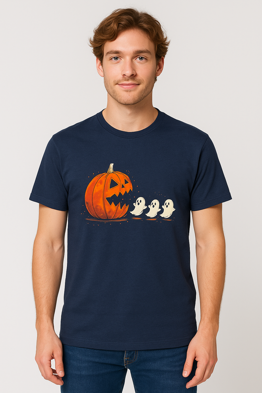 Pumpkin vs. Ghosts – Comical Halloween Tee