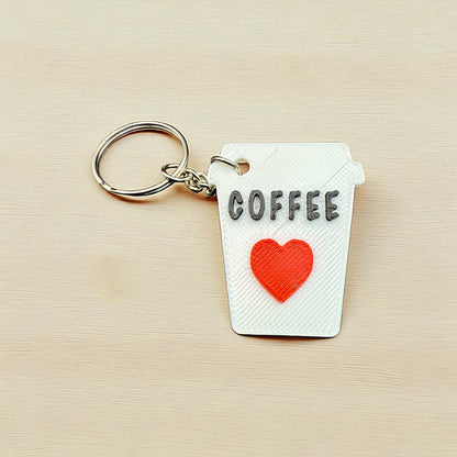Coffee Cup Keychain with Heart