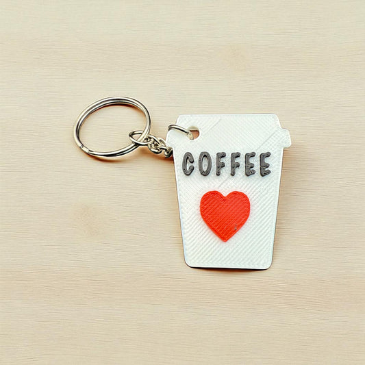 Coffee Cup Keychain with Heart