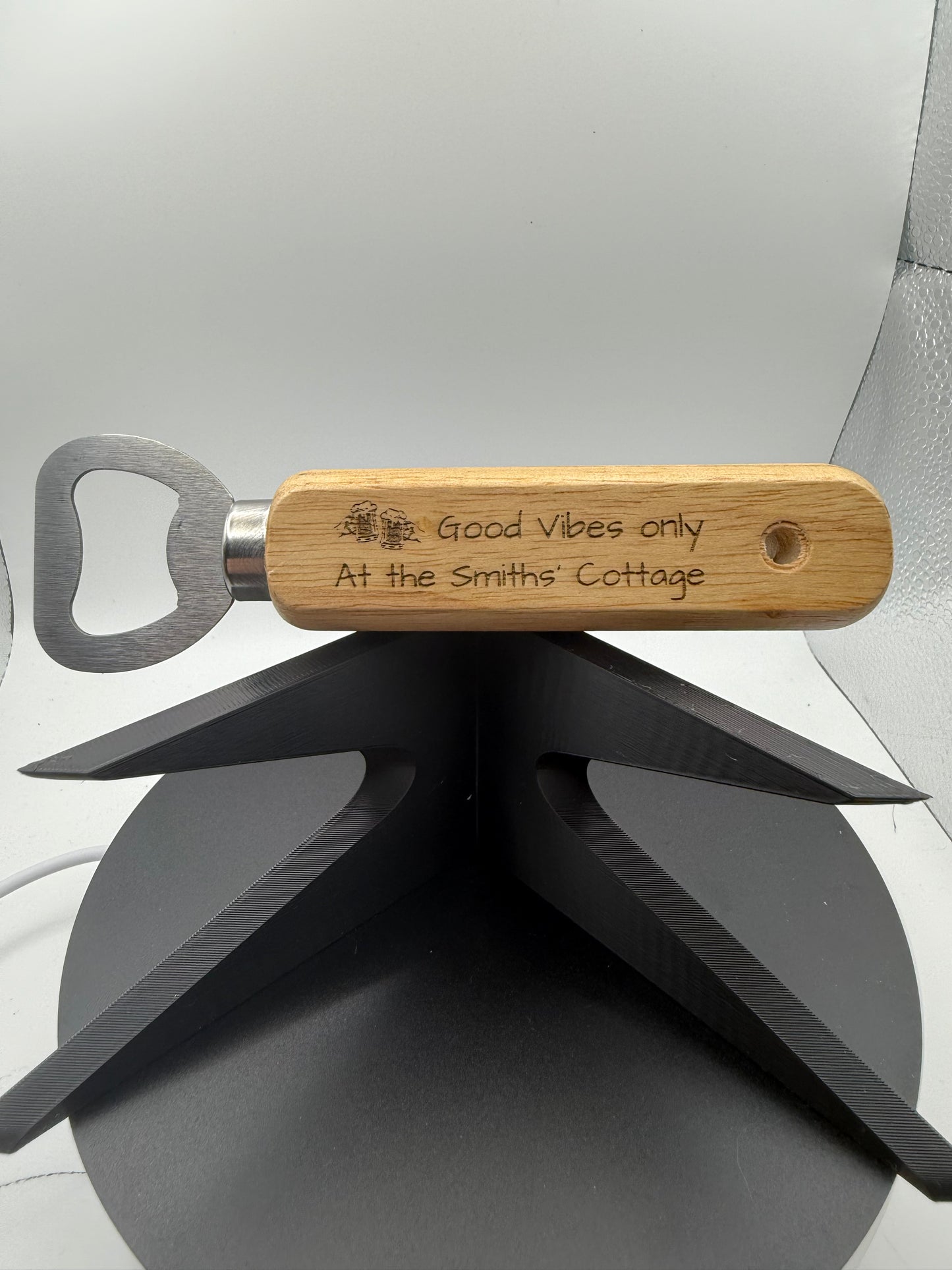 Custom Engraved Wood-Handle Bottle Opener