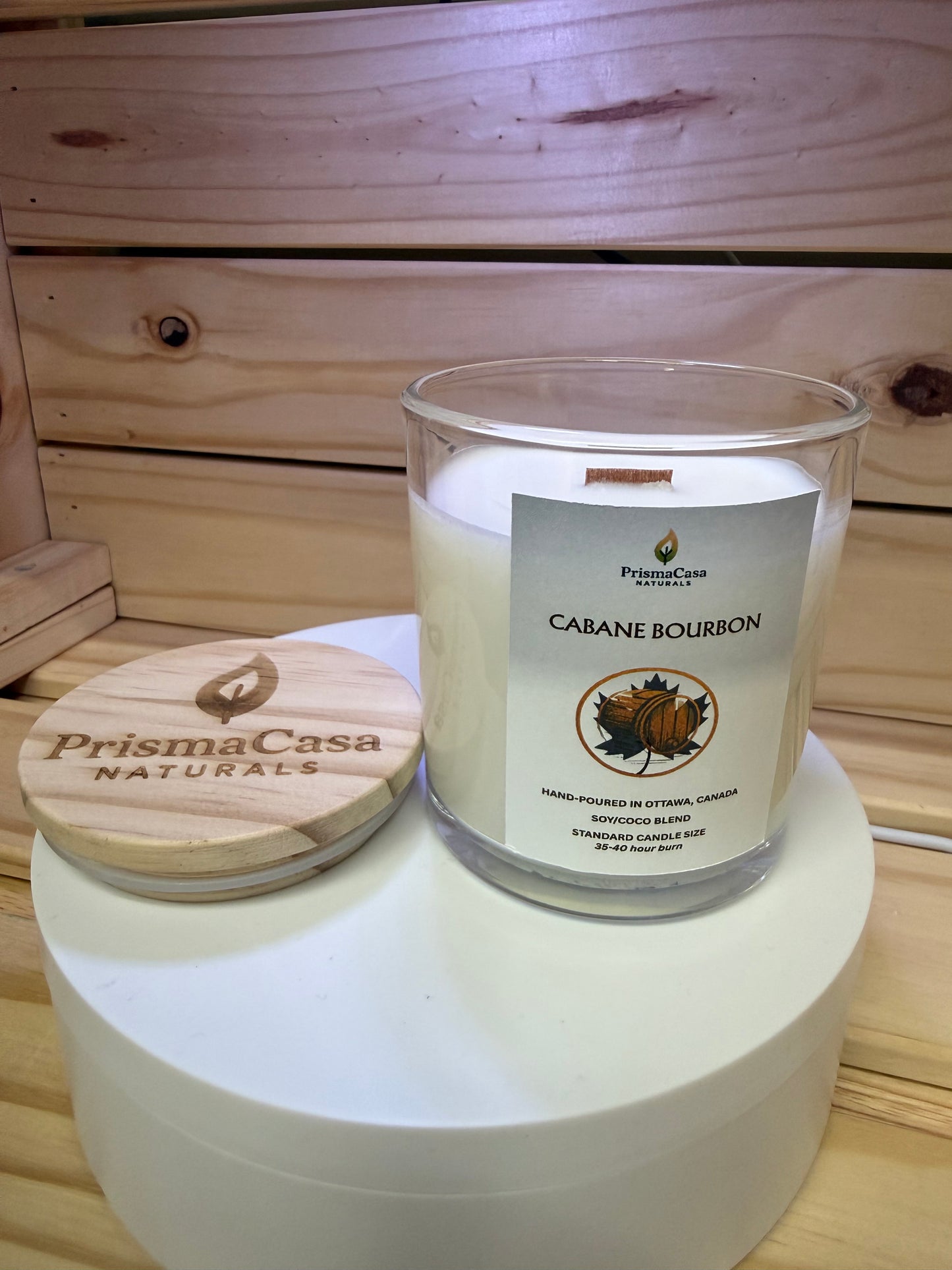 Premium Wooden Wick Candle - Cabane Bourbon