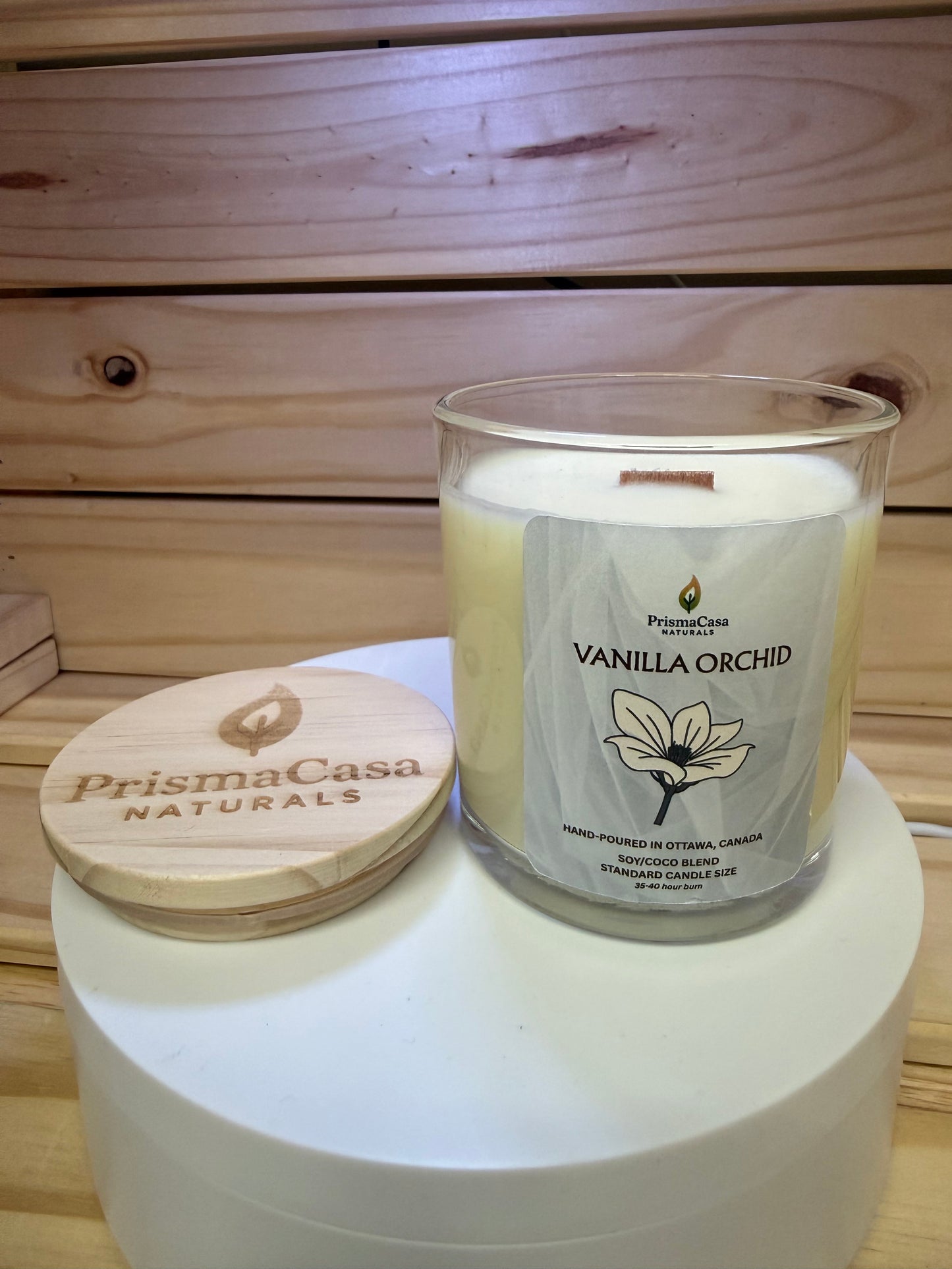 Premium Wooden Wick Candle - Vanilla Orchid