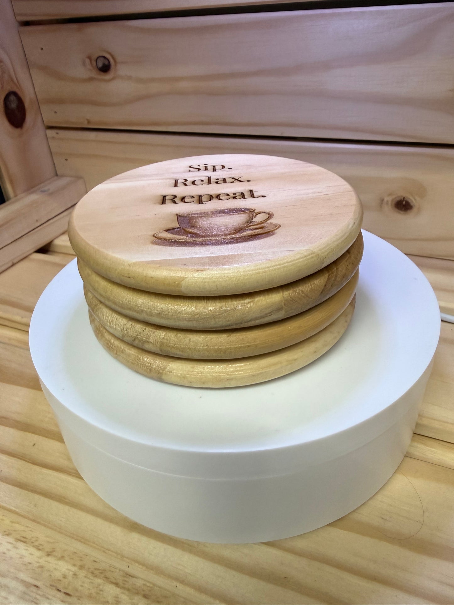 Sip. Relax. Repeat wooden coasters (pack of 4)