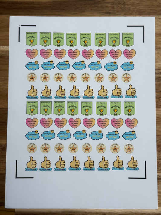 Autocollants personnalisés pour enseignants - 3 planches de 78 autocollants