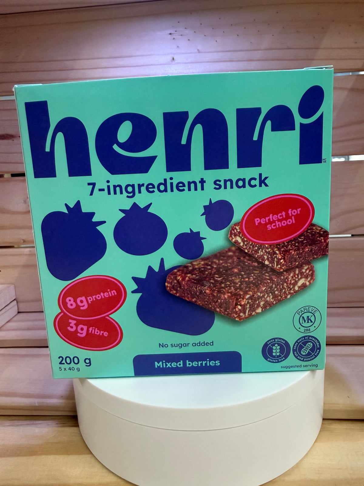 Henri Gluten Free Snack Bar Mixed Berries (Box of 5 x 40g)