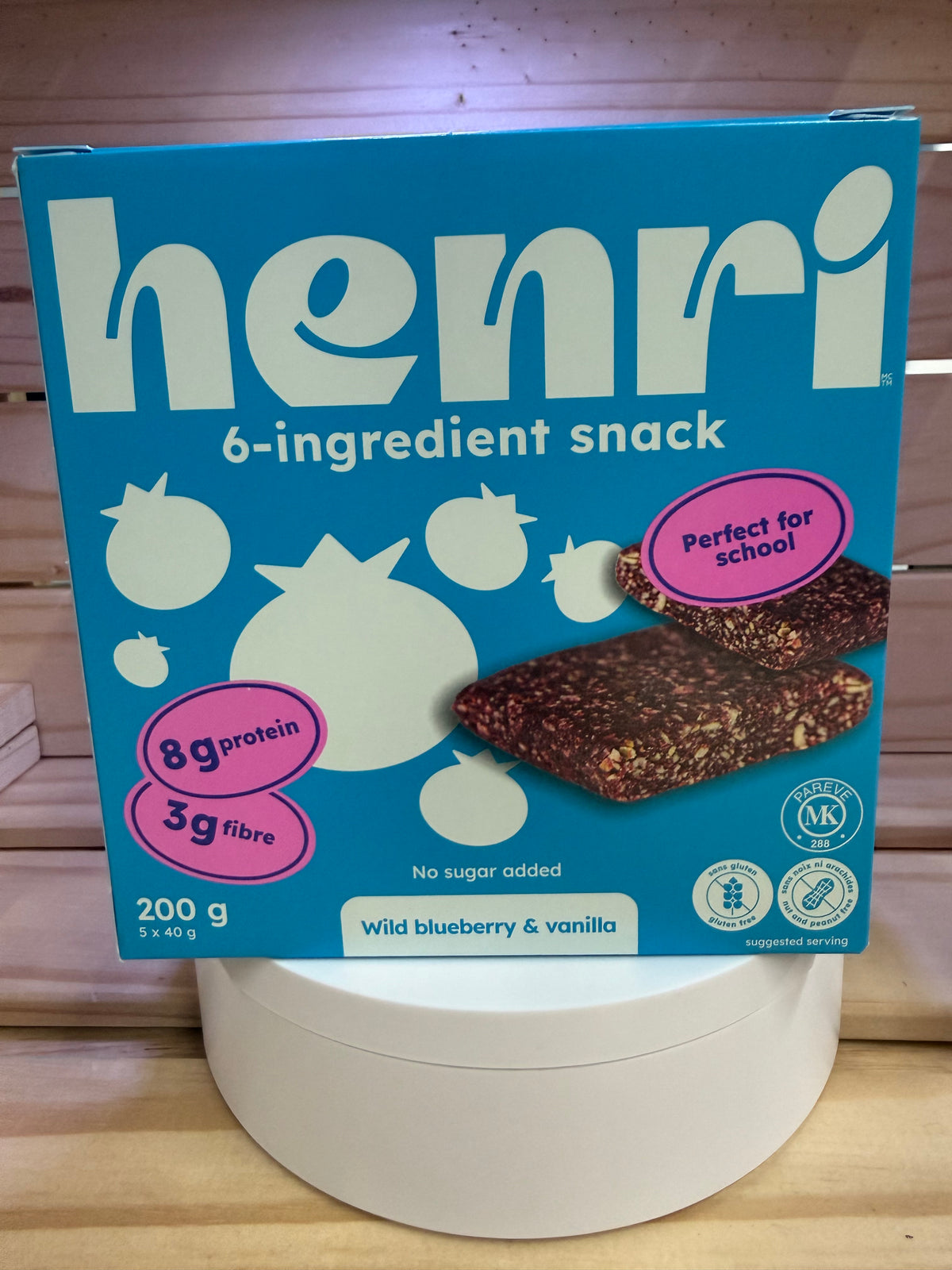 Henri Gluten Free Snack Bar Wild Blueberry & Vanilla (Box of 5 x 40g)