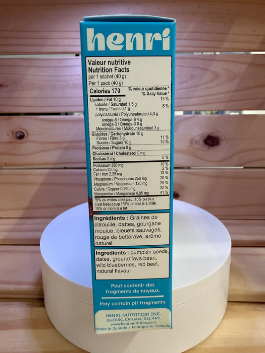 Henri Gluten Free Snack Bar Wild Blueberry & Vanilla (Box of 5 x 40g)