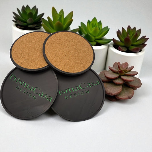 Custom 3D Printed Coasters with Cork Backing