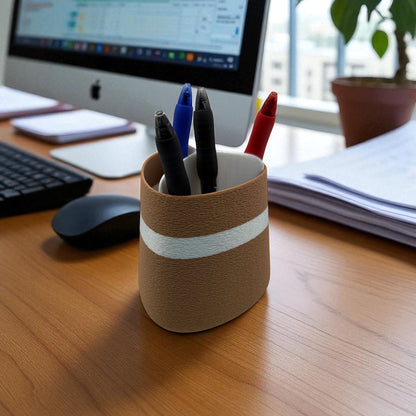 Modern 3D Printed Pen Holder with Compartments