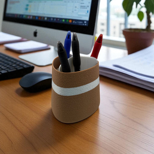 Modern 3D Printed Pen Holder with Compartments