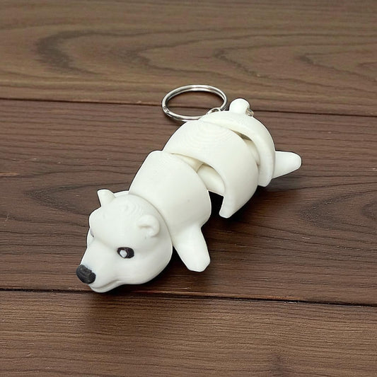 Articulated Polar Bear Keychain – Collectible Fidget Toy by Biocraftlab