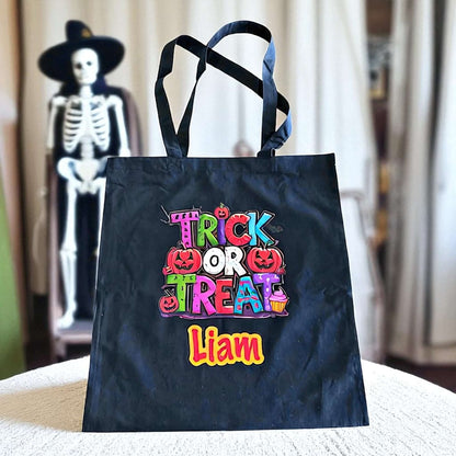 🎃 Personalized Trick-or-Treat Tote Bag – Custom Halloween Candy Bag with Name