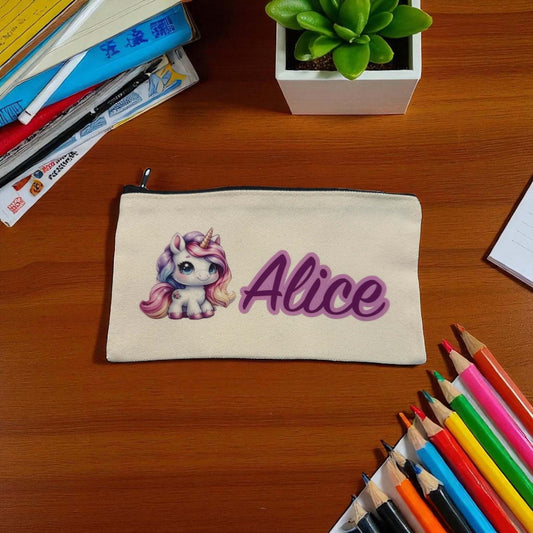 Personalized Pencil Case with Fun Dinosaur or Unicorn Design – Custom School Zipper Bag