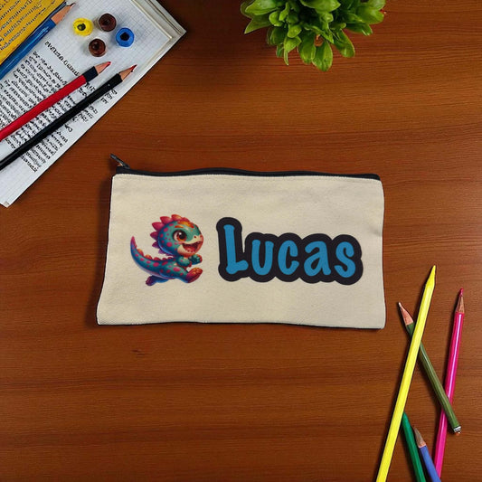 Personalized Pencil Case with Fun Dinosaur or Unicorn Design – Custom School Zipper Bag