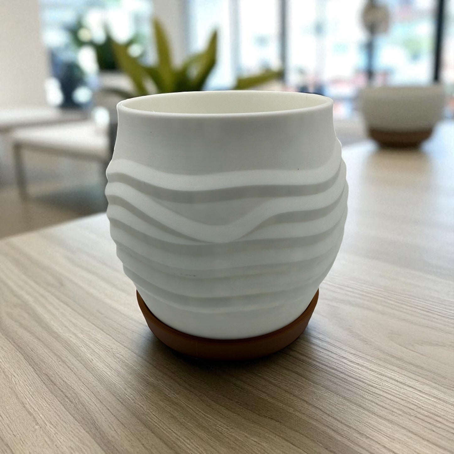 Modern Textured Planter with Saucer