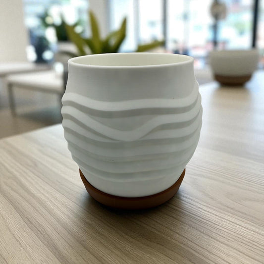 Modern Textured Planter with Saucer