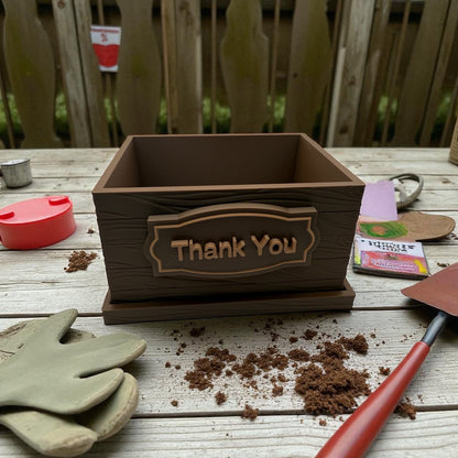 Personalized Wooden-Style Planter with Custom Message Sign