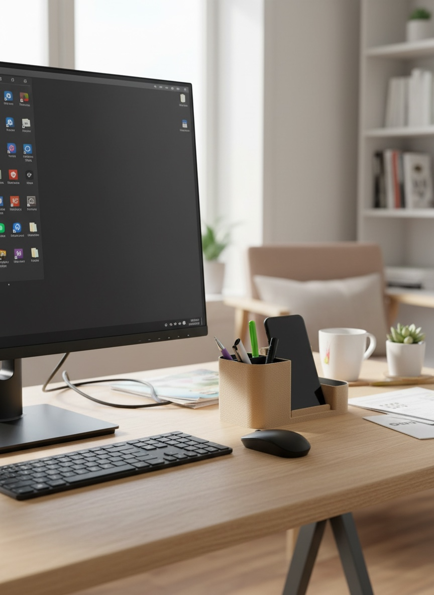 Modern Desk Organizer & Phone Stand – Minimalist Design, Maximum Function