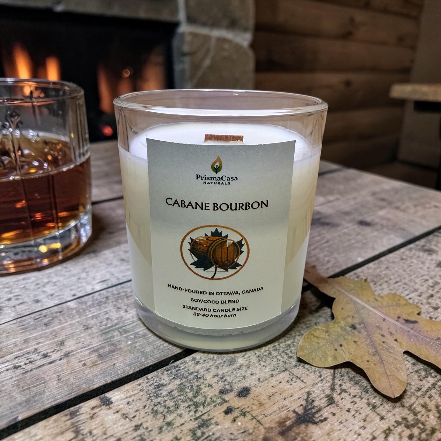 Premium Wooden Wick Candle - Cabane Bourbon