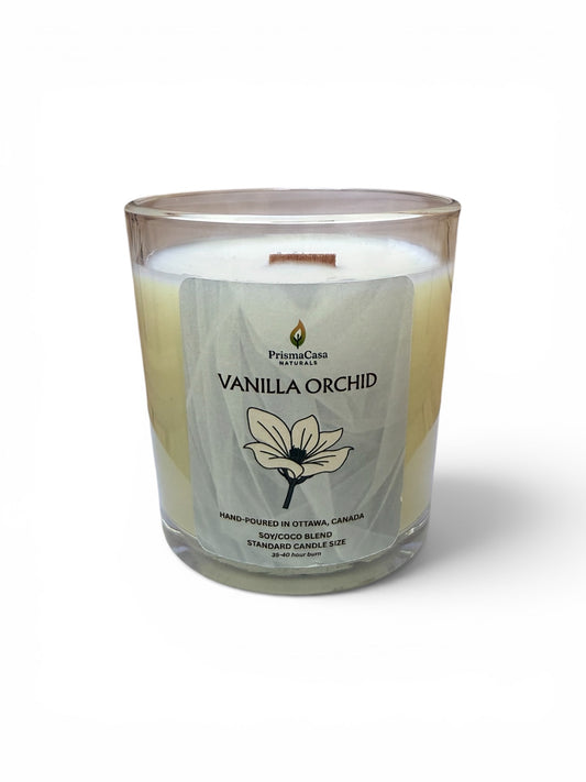 Bougie gourmande mèche bois - Vanille Orchidée