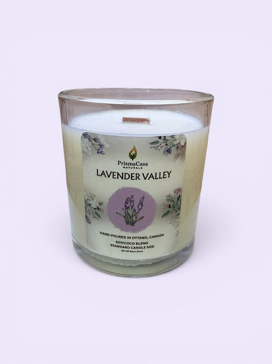 Bougie haut de gamme à mèche en bois - Lavande de la Vallée