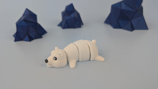 Articulated Polar Bear Keychain – Collectible Fidget Toy by Biocraftlab