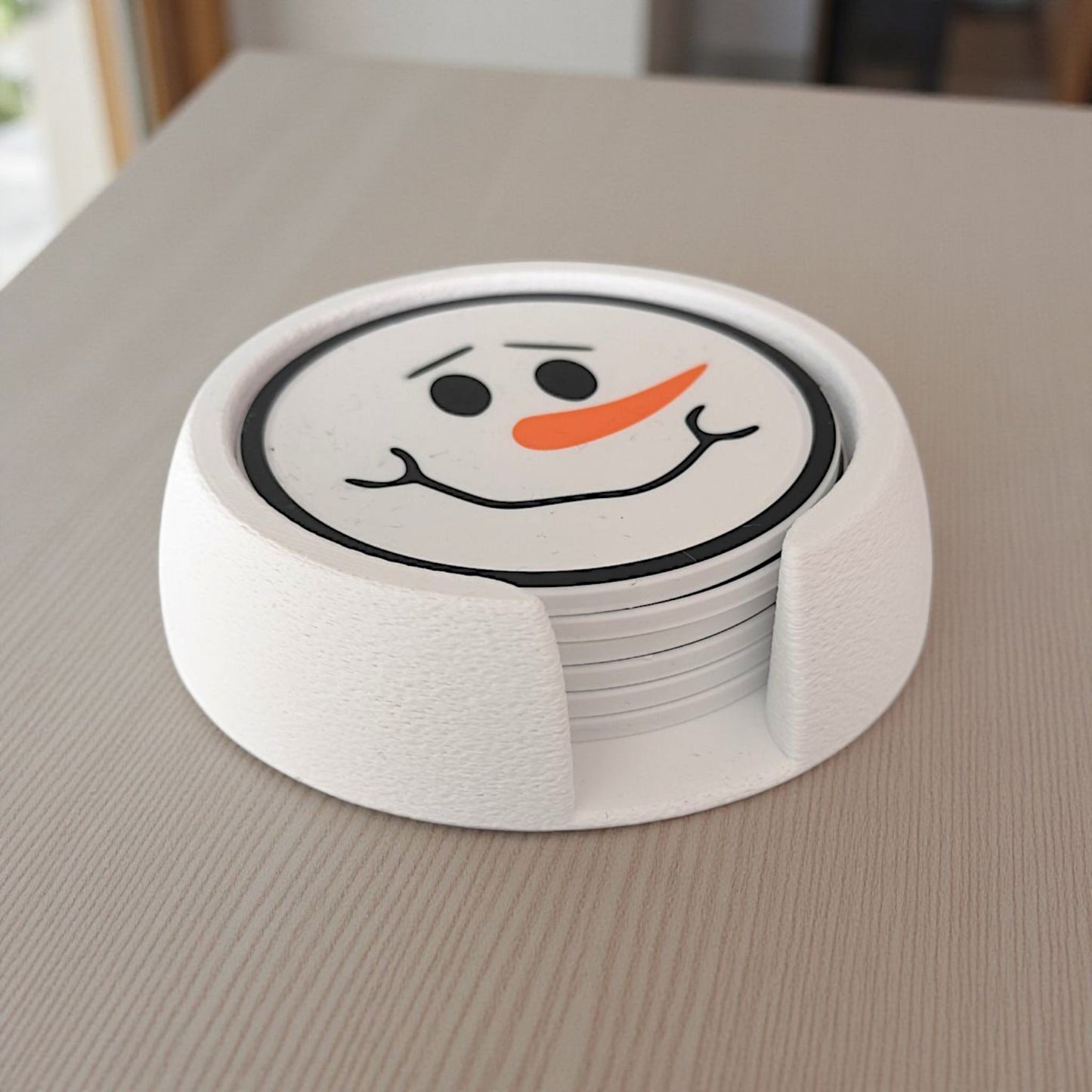 6-Piece Snowman Coaster Set with Holder