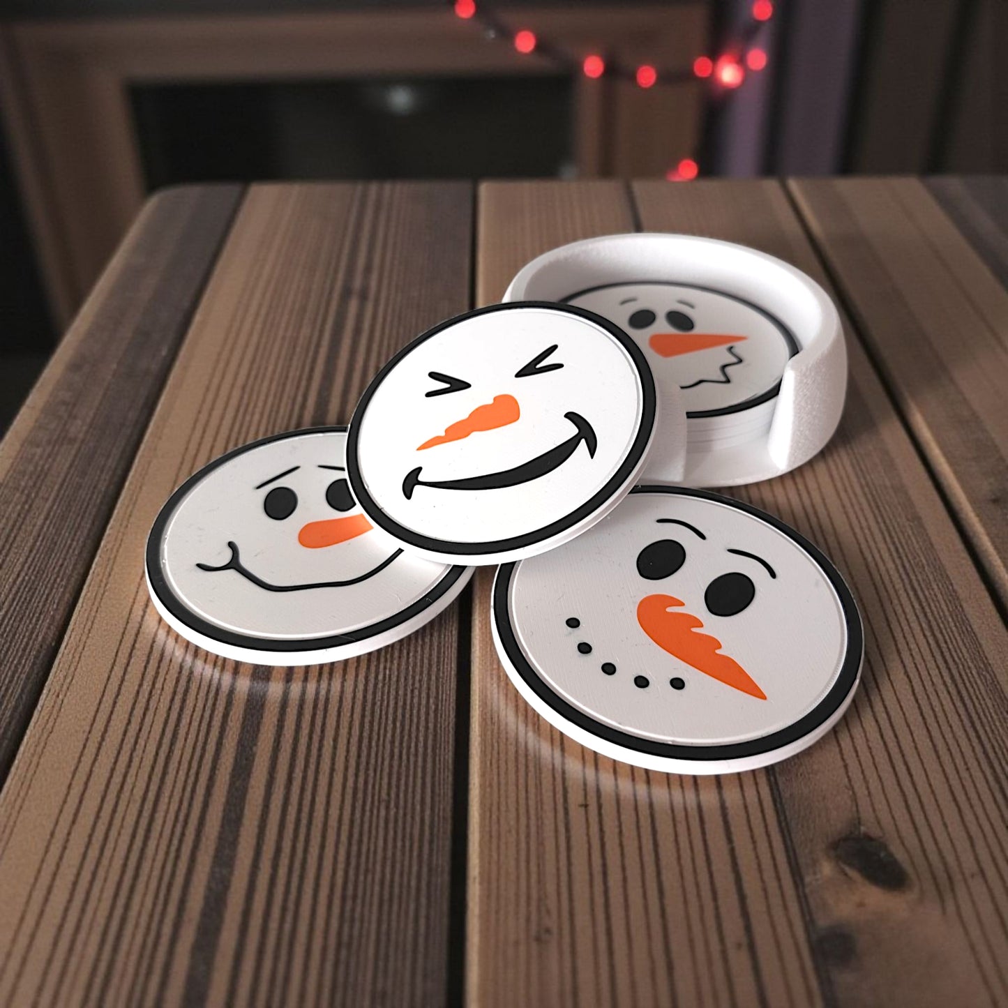 6-Piece Snowman Coaster Set with Holder