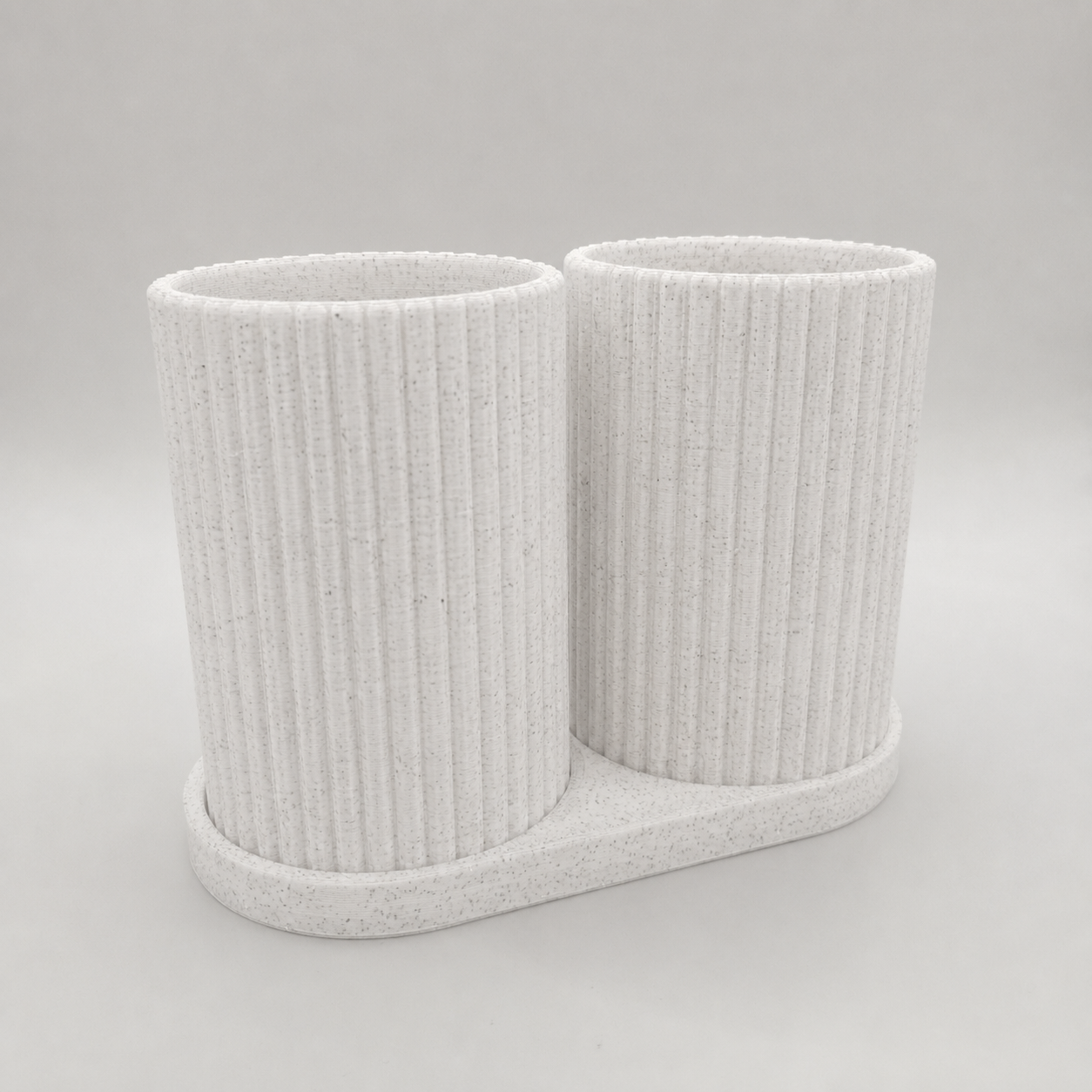 Ribbed Double Toothbrush Holder