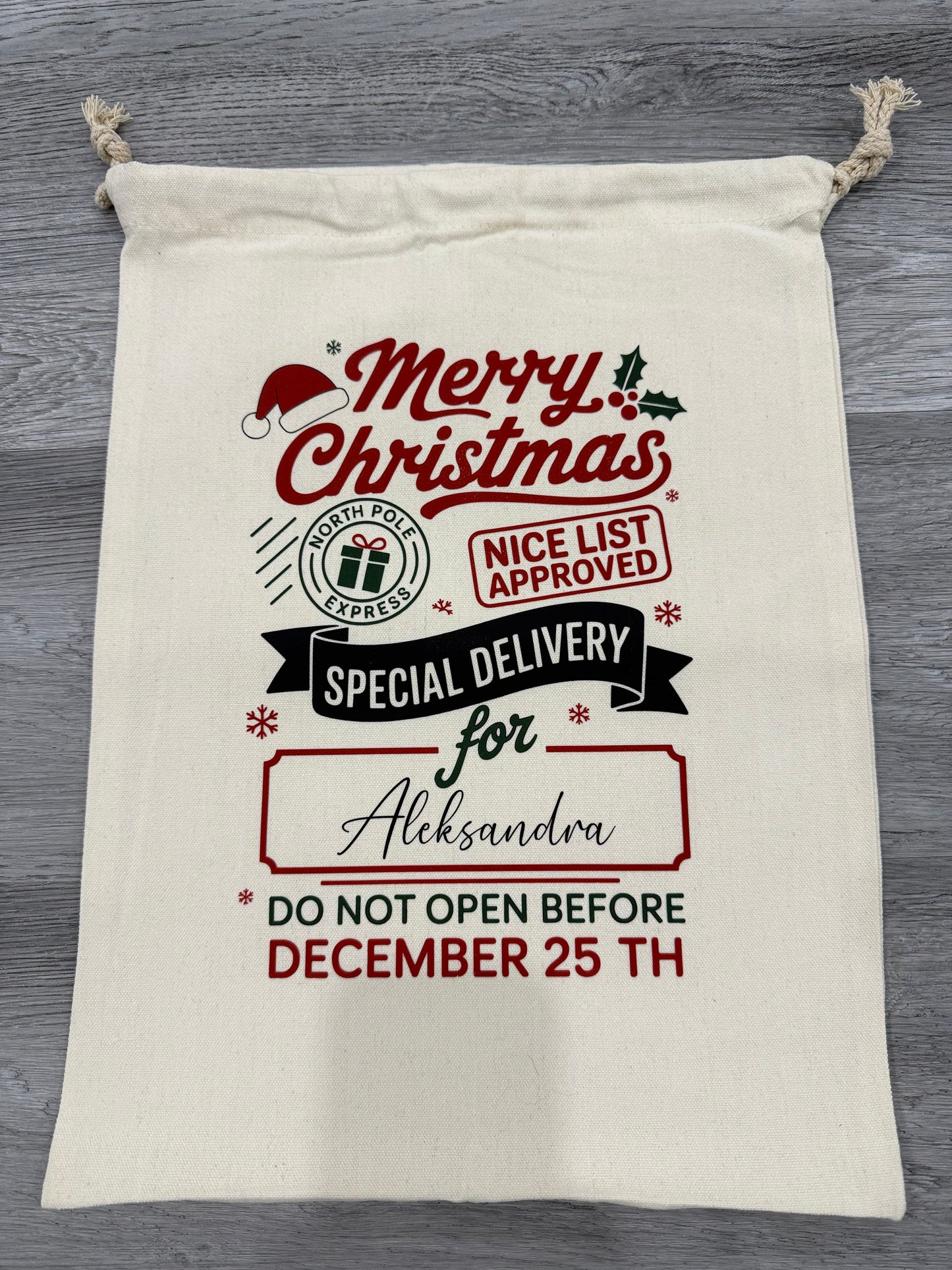 🎄✨ Customizable Christmas Gift Bag – North Pole Special Delivery ✨🎄