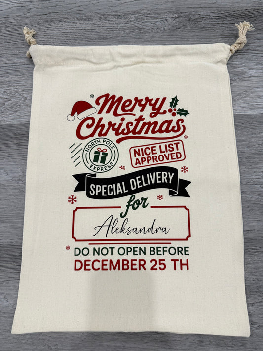 🎄✨ Customizable Christmas Gift Bag – North Pole Special Delivery ✨🎄