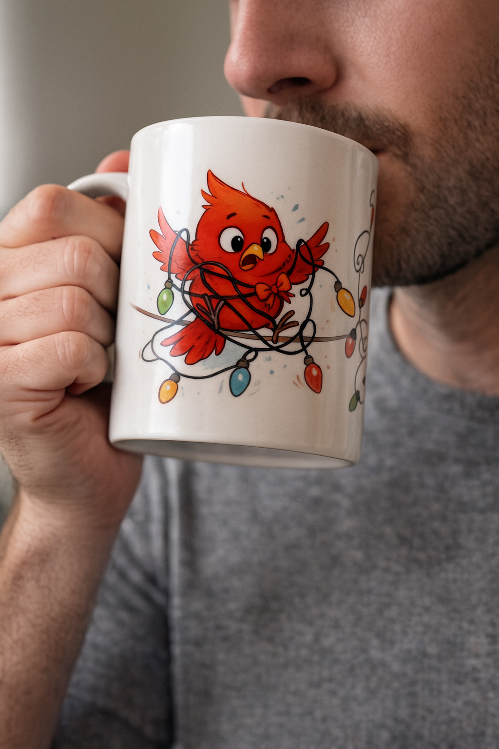 Festively Stuck Cardinal Mug – Holiday Edition